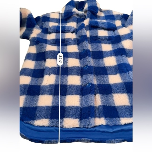 Stand‎ Studio Sabi Oversized Blue & Pink Plaid Fuzzy Shacket Jacket Sz 32 - Picture 10 of 10